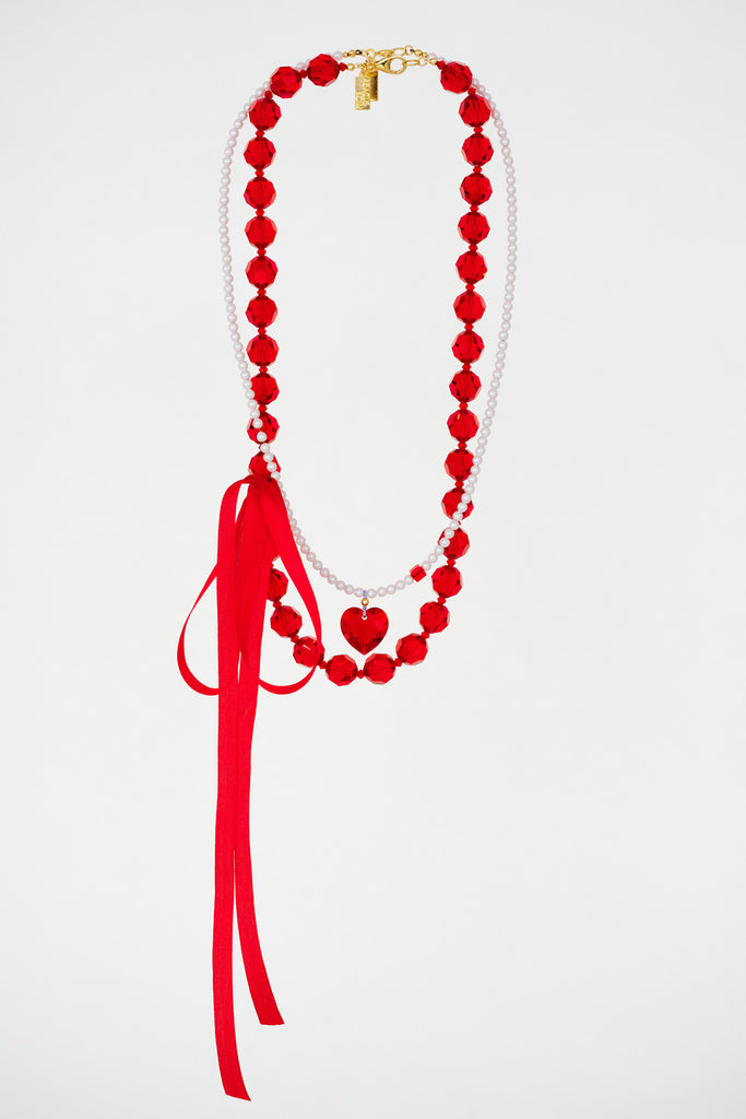 Scarlet Ceremony and Amour Big Heart Necklace at Abacus Row Handmade Jewelry