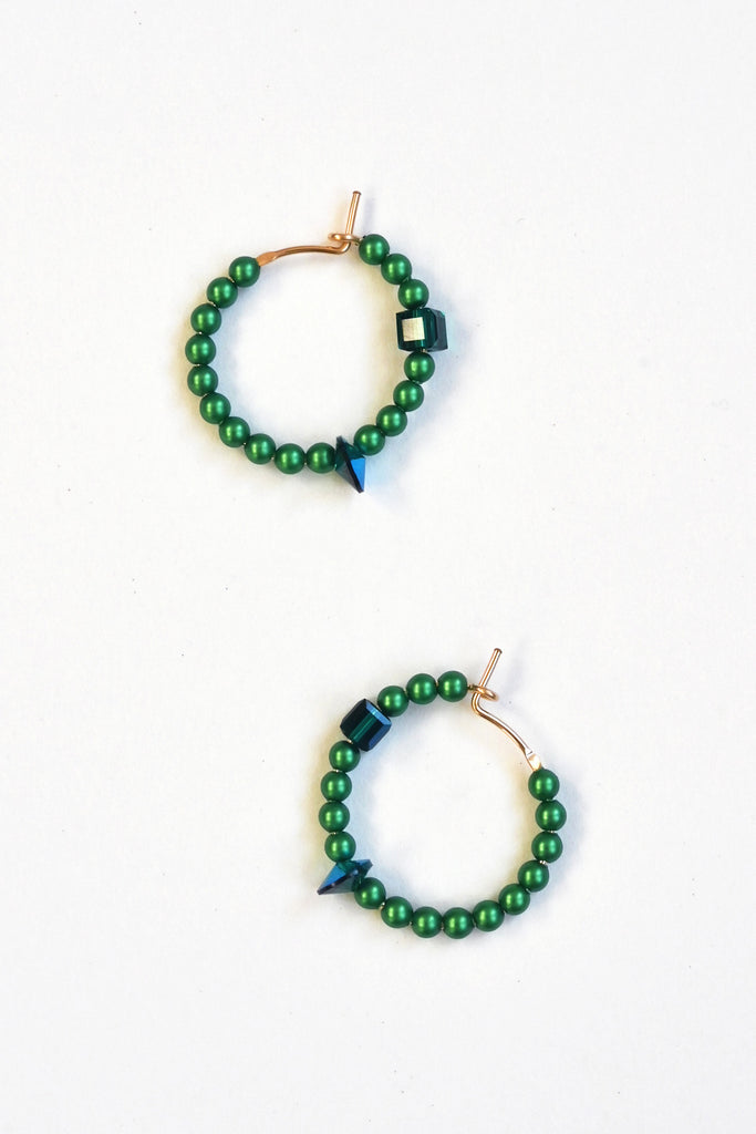 Emerald Confetti Earrings of the Big Heart Collection at Abacus Row Handmade Jewelry