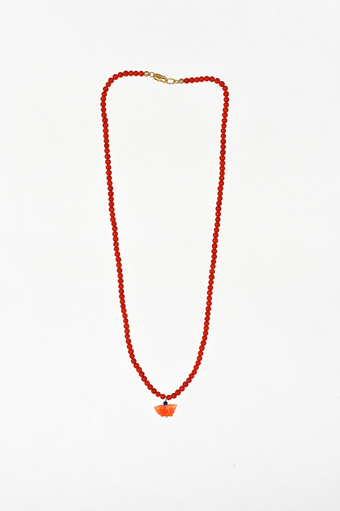 Mai Coral Butterfly Necklace at Abacus Row Handmade Jewelry