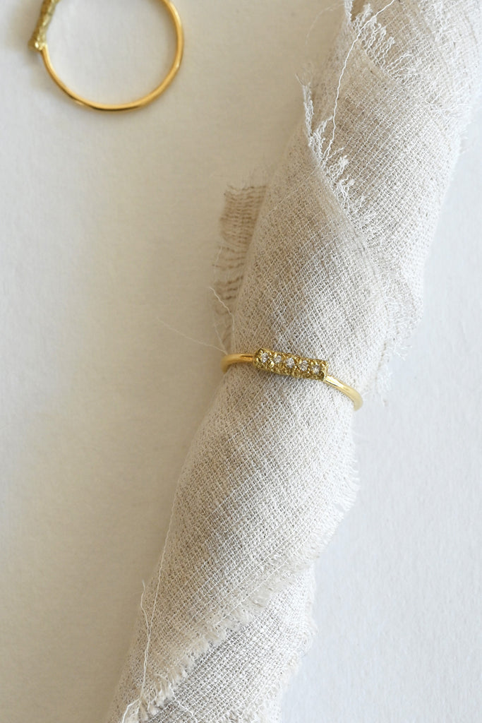 Textured White Diamond Ring by AILI at Abacus Row Handmade Jewelry