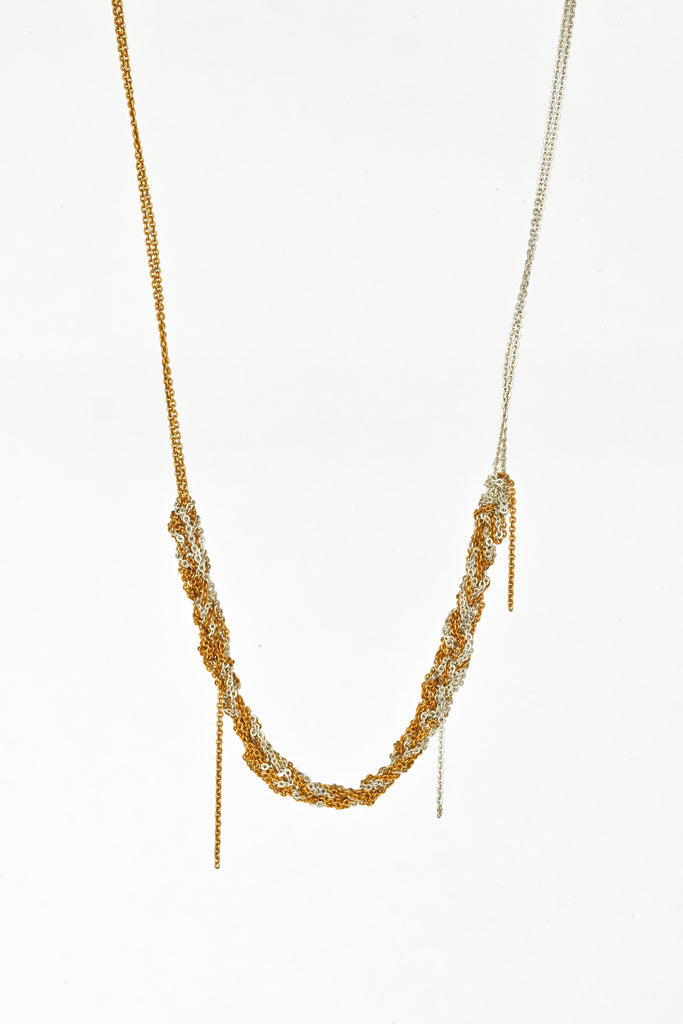 Skinny Necklace, Silver + Gold