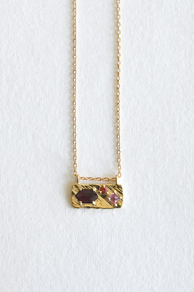 Red and Pink Sapphire Spinel Collage Necklace by LINN at Abacus Row Handmade Jewelry