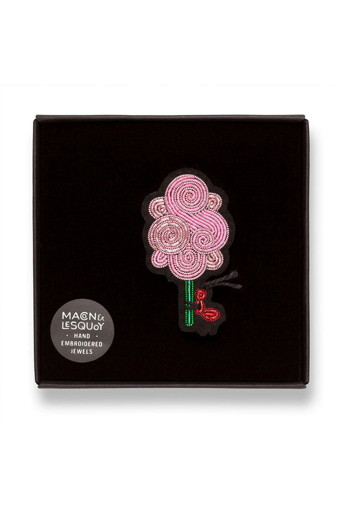 Cotton Candy Brooch in box by Macon et Lesquoy at Abacus Row Handmade Jewelry