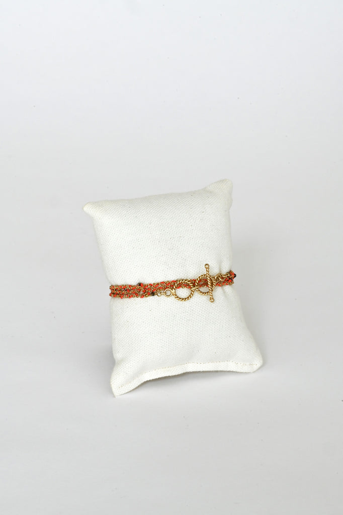 No.781 Gold Coral Necklace clasp detail by Marie Laure Chamorel Jewelry at Abacus Row Handmade Jewelry