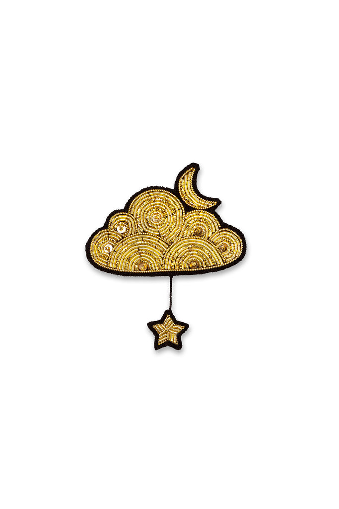 Gold Cloud and Star Brooch