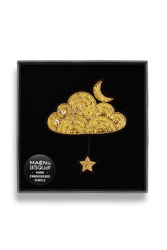 Gold Cloud and Star Brooch